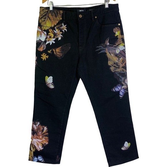 JUSTCAVALLI Roberto London Floral Straight High Waisted Painted Jeans - Picture 2 of 15